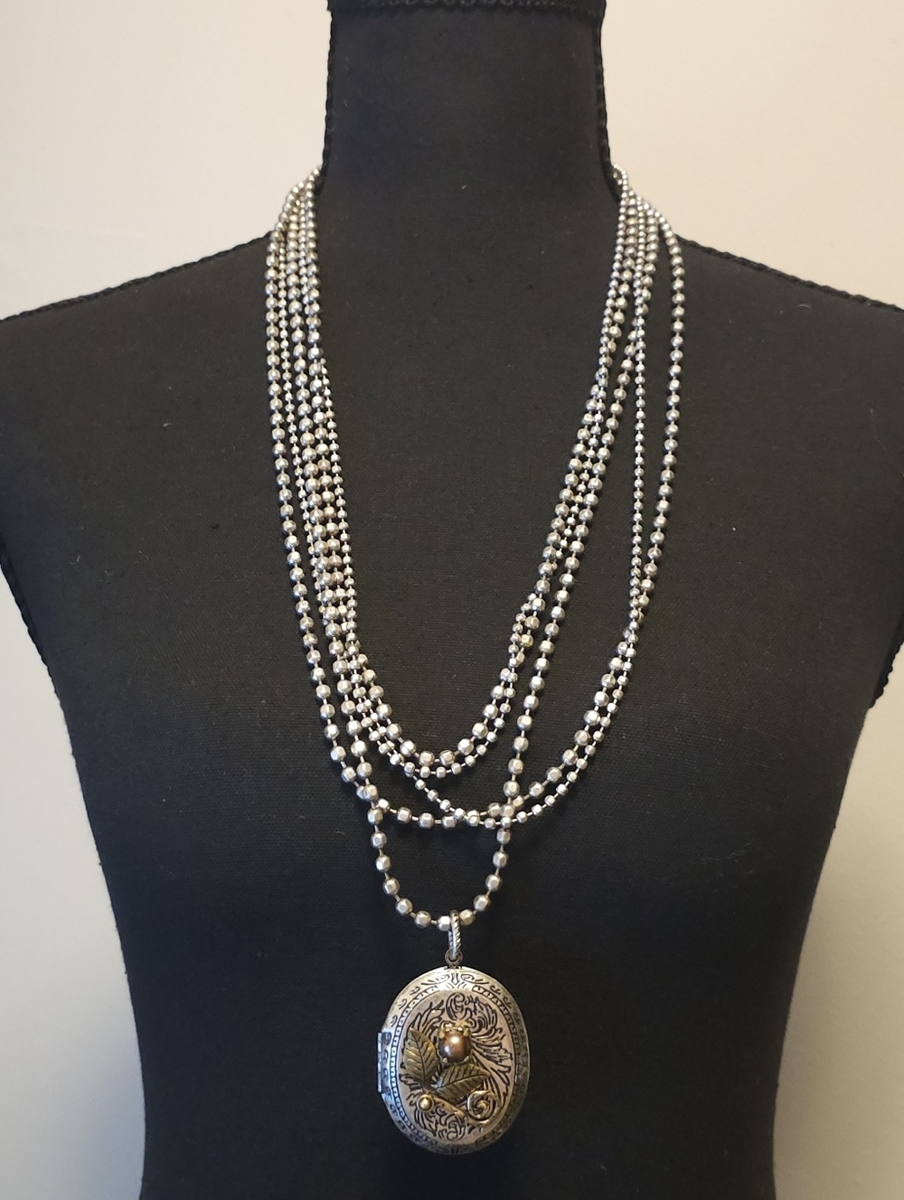 Coldwater Creek Multi Strand Silver Tone Locket Necklace NWT